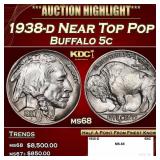 1938-d Buffalo Nickel Near Top Pop 5c ms68 SEGS