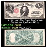 1917 $1 Large Size Legal Tender Note Grades Select