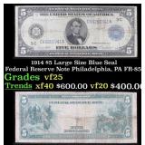 1914 $5 Large Size Blue Seal Federal Reserve Note
