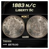 1883 n/c Liberty Nickel 5c Grades ms66