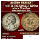 1951-d Washington Quarter Colorfully Toned Near To