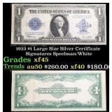 1923 $1 large size Silver Certificate Grades xf+ S