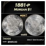 1881-p Morgan Dollar $1 Grades ms65