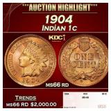 1904 Indian Cent . 1c ms66 rd SEGS