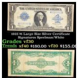 1923 $1 large size Silver Certificate Grades vf++