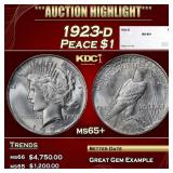 1923-d Peace Dollar $1 ms65+ SEGS
