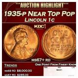 1935-p Lincoln Cent Near Top Pop 1c ms67+ rd SEGS