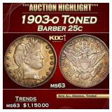 1903-o Barber Quarter Toned 25c ms63 USCG
