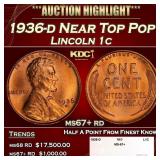 1936-d Lincoln Cent Near Top Pop 1c ms67+ rd SEGS
