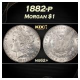 1882-p Morgan Dollar $1 Grades ms62+