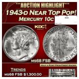 1943-d Mercury Dime Near Top Pop! 10c ms68 FSB SEG