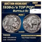 1938-d/s Buffalo Nickel TOP POP! 5c ms68+ SEGS