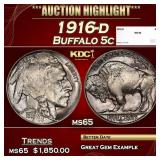 1916-d Buffalo Nickel 5c ms65 SEGS