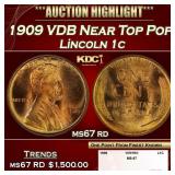 1909 VDB Lincoln Cent Near Top Pop 1c ms67 rd SEGS