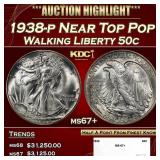 1938-p Walking Liberty Half Dollar Near Top Pop 50