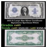 1923 $1 large size Silver Certificate Grades Selec