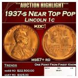 1937-s Lincoln Cent Near Top Pop 1c ms67+ rd SEGS