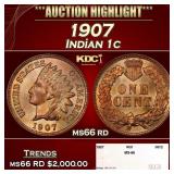 1907 Indian Cent . 1c ms66 rd SEGS