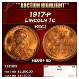 1917-p Lincoln Cent 1c ms66+ rd SEGS