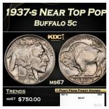 1937-s Buffalo Nickel Near Top Pop 5c ms67 SEGS