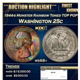 1903-s Barber Quarter Toned Near Top Pop 25c ms66+
