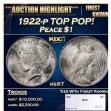 1922-p Peace Dollar TOP POP! $1 ms67 SEGS