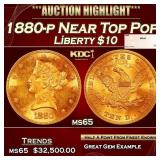 1880-p Gold Liberty Eagle Near Top Pop $10 ms65 SE