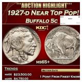 1927-d Buffalo Nickel Near Top Pop! 5c ms65+ SEGS