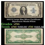 1923 $1 large size Silver Certificate Grades vf++