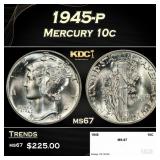 1945-p Mercury Dime 10c ms67 SEGS