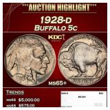 1928-d Buffalo Nickel 5c ms65+ SEGS