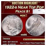 1922-s Peace Dollar Near Top Pop $1 ms66 SEGS