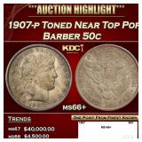 1907-p Barber Half Dollars Toned Near Top Pop 50c