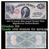 1917 $1 Large Size Legal Tender Note Grades f+ Sig