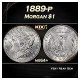 1889-p Morgan Dollar $1 Grades ms64+