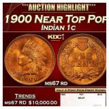 1900 Indian Cent Near Top Pop 1c ms67 rd SEGS