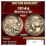 1914-s Buffalo Nickel 5c ms65+ SEGS