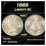 1889 Liberty Nickel 5c Grades ms65