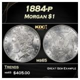 1884-p Morgan Dollar $1 Grades ms65