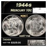 1944-s Mercury Dime 10c ms67 fsb SEGS