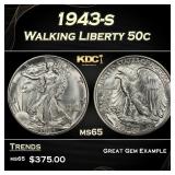 1943-s Walking Liberty Half Dollar 50c Grades ms65