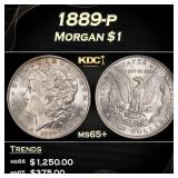 1889-p Morgan Dollar $1 Grades ms65+