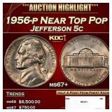 1956-p Jefferson Nickel Near Top Pop 5c ms67+ SEGS