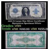1923 $1 large size Silver Certificate Grades vf+ S