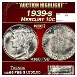 1939-s Mercury Dime 10c ms66 FSB SEGS