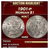 1901-p Morgan Dollar $1 ms62 USCG