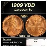 1909 VDB Lincoln Cent 1c ms66+ rd SEGS