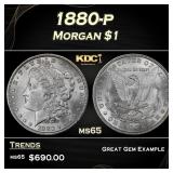 1880-p Morgan Dollar $1 Grades ms65