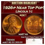 1926-p Lincoln Cent Near Top Pop! 1c ms67 rd SEGS