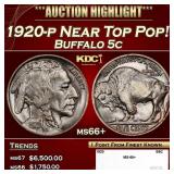 1920-p Buffalo Nickel Near Top Pop! 5c ms66+ SEGS